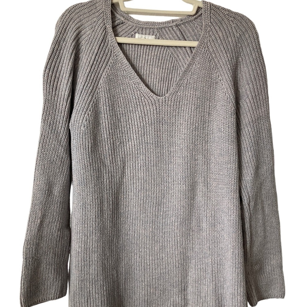 Lou & Grey Skater Cut Long Sleeves Gray Medium Sweater